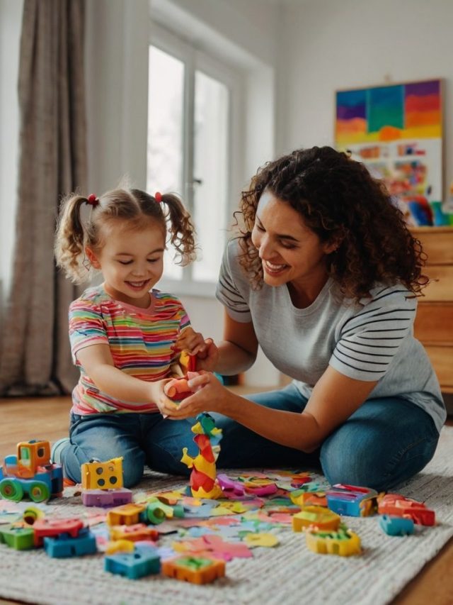 Cover slide titled Practical Attention Activities for Children with Autism, with a colorful background featuring playful icons such as puzzle pieces and stars